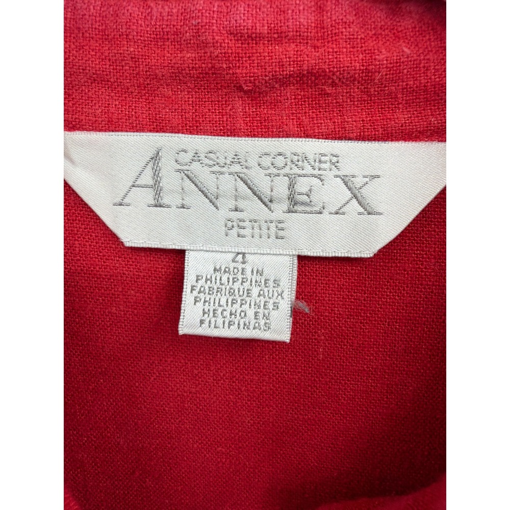Casual Corner Annex Petite Red Linen Button Down Shirt Dress Short Sleeve 12P - Picture 4 of 7